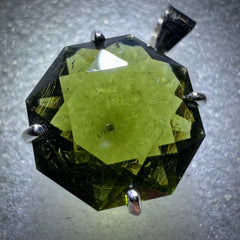 6.29ct Brilliant Cut Moldavite Pendant in Sterling Silver