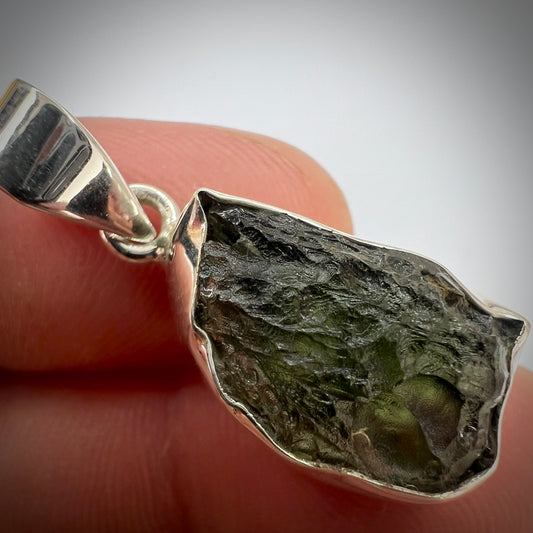 4.51g Bezel Set Moldavite/Silver Pendant