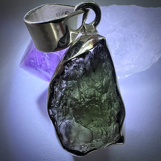 4.51g Bezel Set Moldavite/Silver Pendant