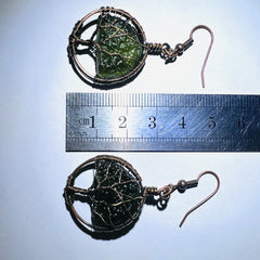 Tree of Life Moldavite Earrings – Antiqued Copper