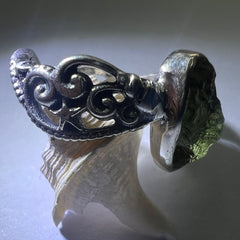 Sterling Silver Moldavite Ring - 6.5