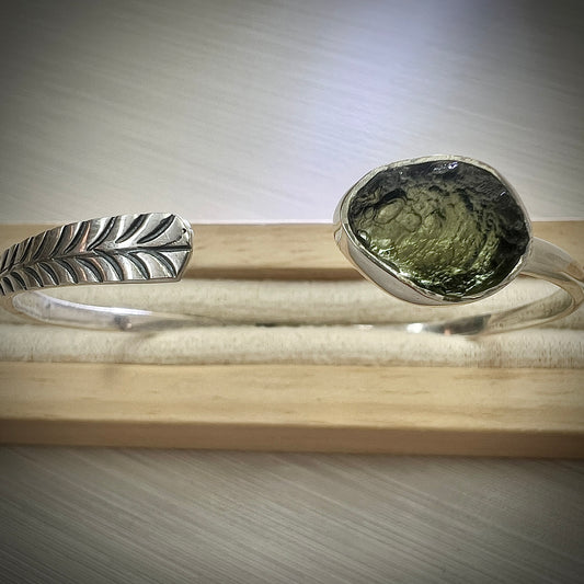 Moldavite Oval Cuff Bracelet