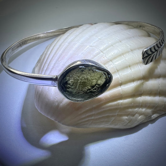 Moldavite Oval Cuff Bracelet
