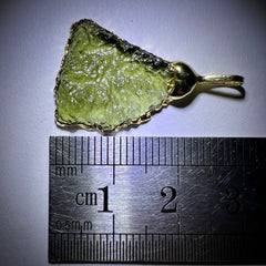 Moldavite Pendant – 2.05g Electroformed, Gold Plated.