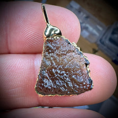 Moldavite Pendant – 2.05g Electroformed, Gold Plated.
