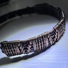 Moldavite Copper Bracelet with Garnet Accents - (19cm)