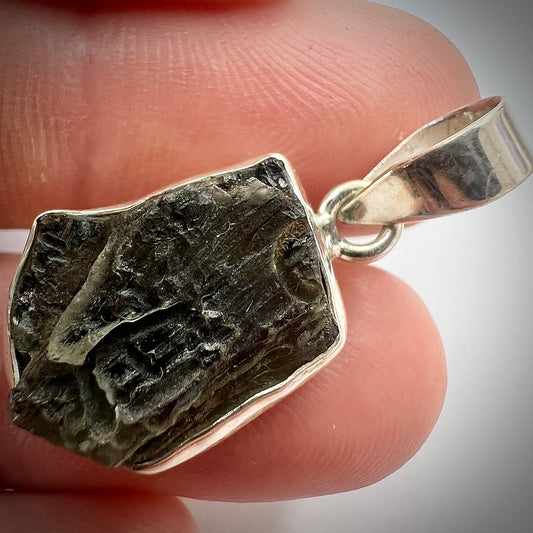 4.41g Bezel Set Moldavite/Silver Pendant