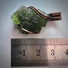 3.43g Moldavite pendant, Copper wrap