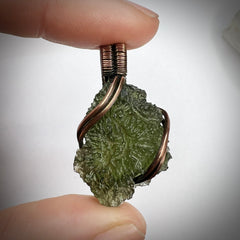 3.43g Moldavite pendant, Copper wrap