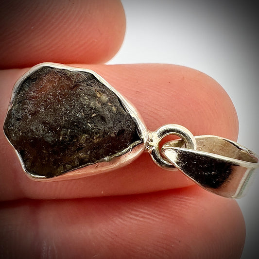 2.98g Bezel Set Moldavite/Silver Pendant