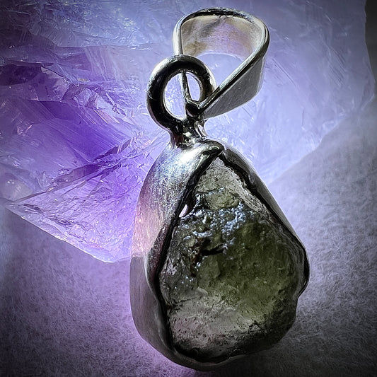 2.98g Bezel Set Moldavite/Silver Pendant