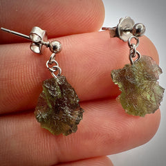 1.60g Moldavite Stainless Steel Stud Earrings
