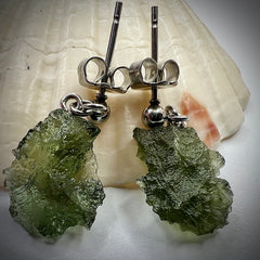 1.60g Moldavite Stainless Steel Stud Earrings