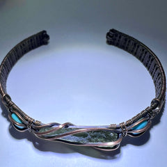 Moldavite Copper Bracelet with Turquoise - (17.5cm)