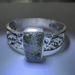 Bezel Set Rectangle Silver Ring - Size 13
