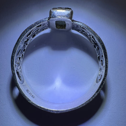 Bezel Set Rectangle Silver Ring - Size 13