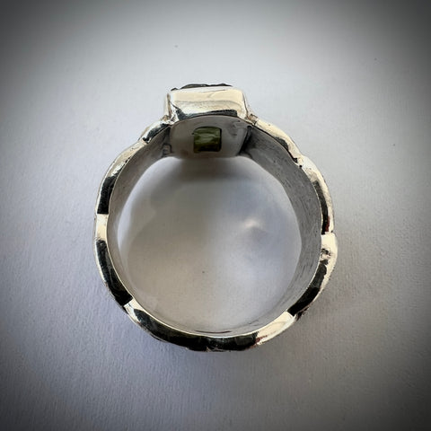 Bezel Set Rectangle Silver Ring - Size 8.5