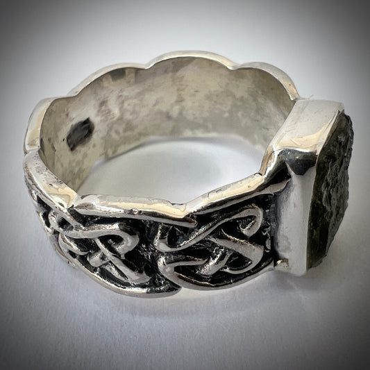 Bezel Set Rectangle Silver Ring - Size 8.5
