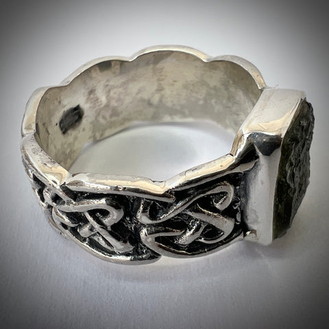 Bezel Set Rectangle Silver Ring - Size 8.5