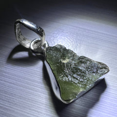 SM, Bezel set Moldavite Silver pendant