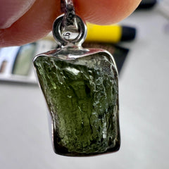 Medium, Bezel set Moldavite Silver pendant 2.60g