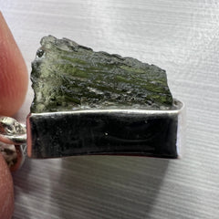 Medium, Bezel set Moldavite Silver pendant 2.60g
