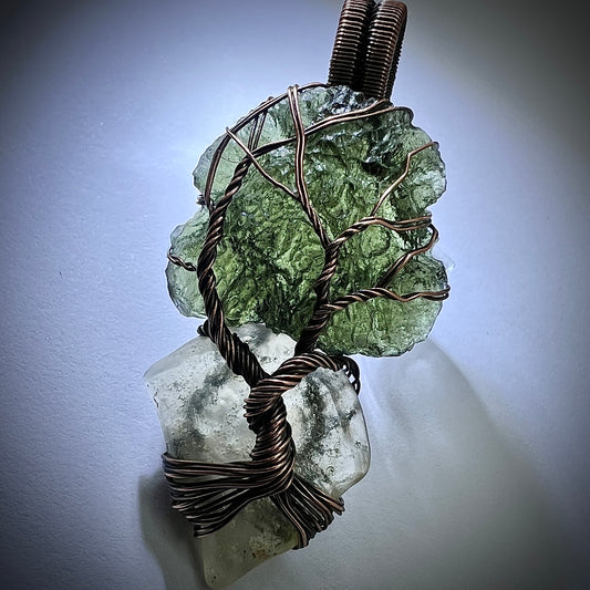Moldavite & LDG Copper Tree of Life Pendant
