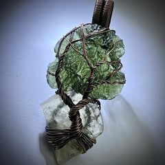 Moldavite & LDG Copper Tree of Life Pendant