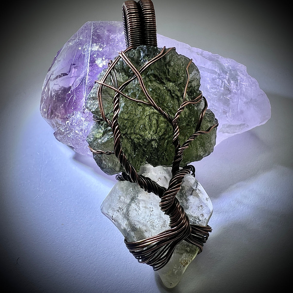 Moldavite & LDG Copper Tree of Life Pendant