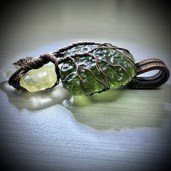 Moldavite & LDG Copper Tree of Life Pendant