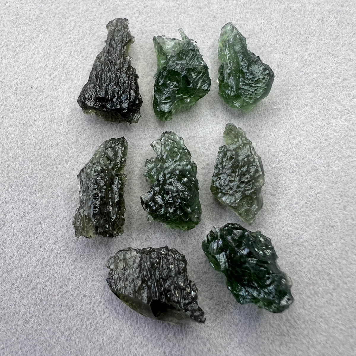 10.13g Total Weight Moldavite Wholesale Lots (8 pcs)