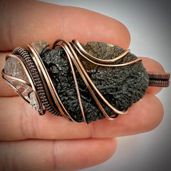 Moldavite & Herkimer Copper Pendant 9.84g