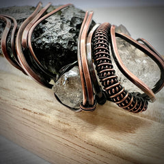 Moldavite & Herkimer Copper Pendant 9.84g