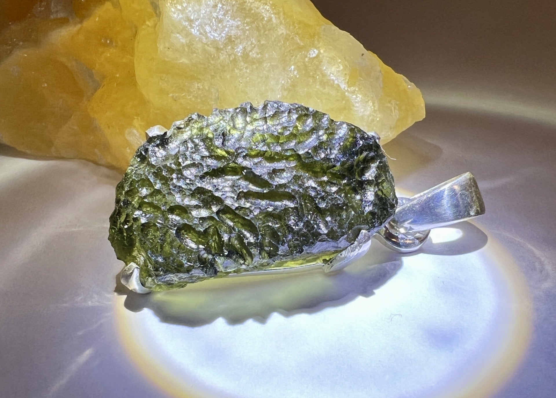 5.37g Moldavite, Sterling Silver Pendant