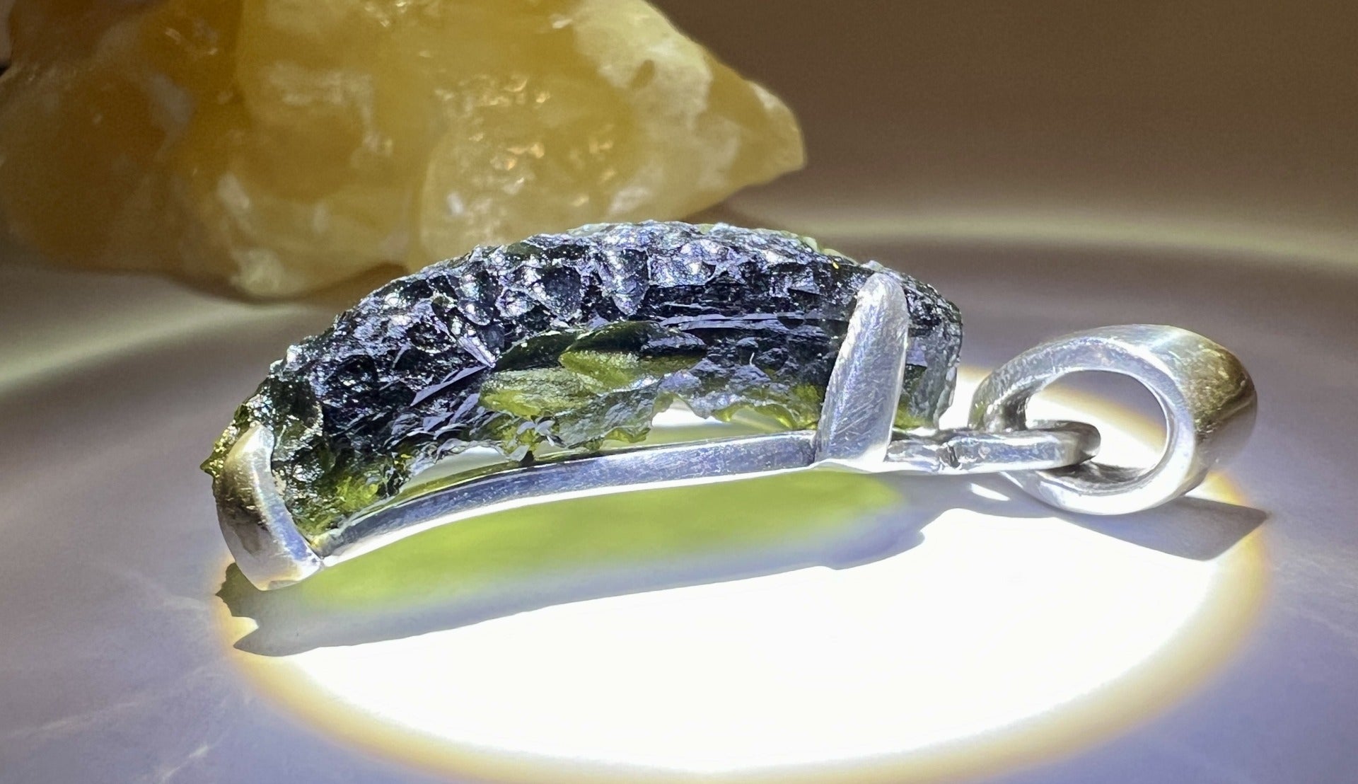 5.37g Moldavite, Sterling Silver Pendant