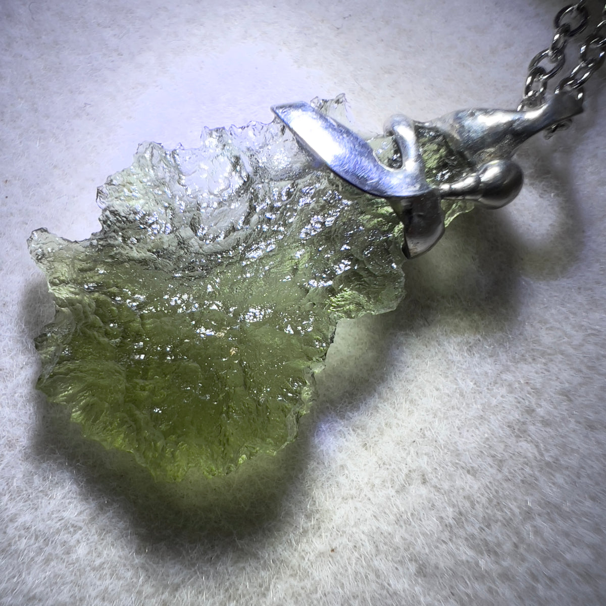 1.05g Soft Soldered Moldavite Necklace
