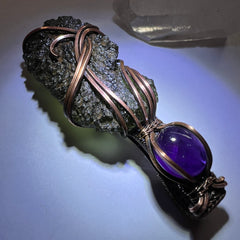 9.2g Moldavite/Amethyst Copper necklace.