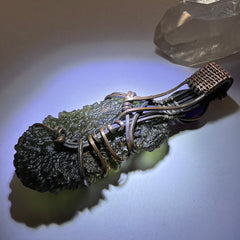9.2g Moldavite/Amethyst Copper necklace.