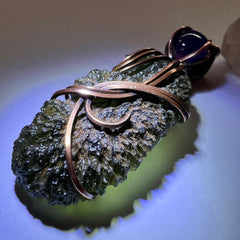 9.2g Moldavite/Amethyst Copper necklace.