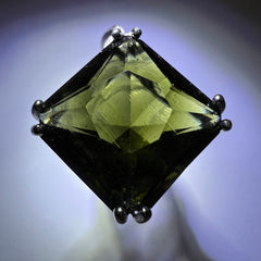 10.22ct Faceted Moldavite pendant in sterling silver.