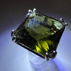 10.22ct Faceted Moldavite pendant in sterling silver.