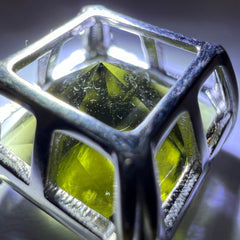 10.22ct Faceted Moldavite pendant in sterling silver.