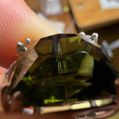 10.22ct Faceted Moldavite pendant in sterling silver.
