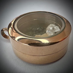 Moldavite/Herkimer/LDG Rose Gold Locket - 25mm