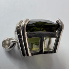 Moldavite/Silver Pendant "Barion Cut" - 5.94 ct