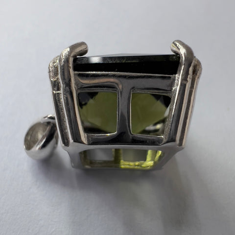 Moldavite/Silver Pendant "Barion Cut" - 5.94 ct