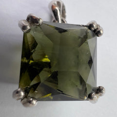Moldavite/Silver Pendant "Barion Cut" - 5.94 ct