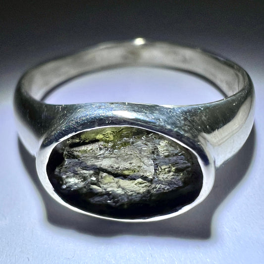 Moldavite Silver Ring - Size 11