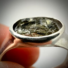 Moldavite Silver Ring - Size 11