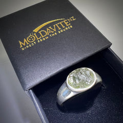 Moldavite Silver Ring (Size 11 - W)
